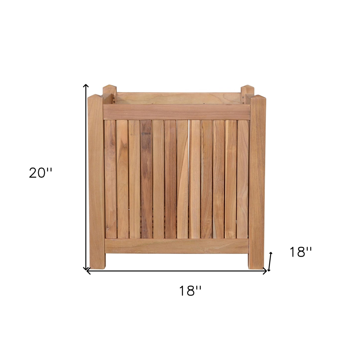 HomeRoots 18" Natural Solid Wood Indoor Outdoor Square Planter Box