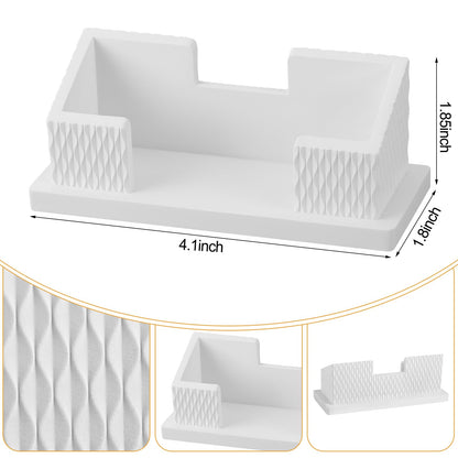 LemonRoad 2 Pcs Modern Concrete Business Card Holders for Desk Aesthetic Fluted Minimalist Concrete Business Card Display Stand Postcard Holder Organizers for Office Table Decor Desktop (White)