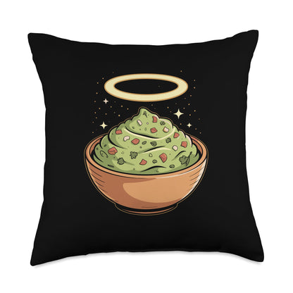 Holy Guac, Haloed Guacamole in Molcajete Throw Pillow