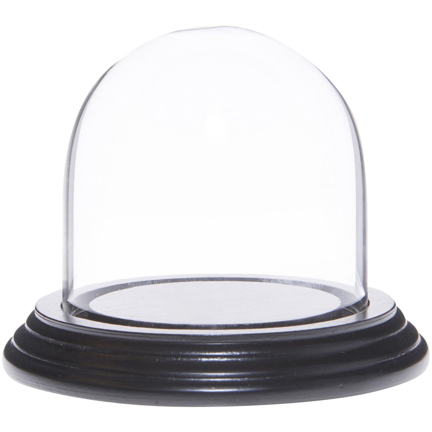 Plymor 3" x 3" Glass Display Dome Cloche (Black Wood Veneer Base)