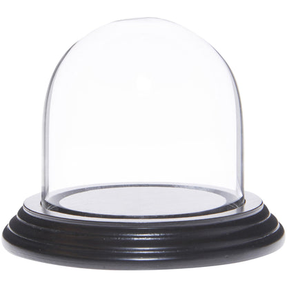 Plymor 3" x 3" Glass Display Dome Cloche (Black Wood Veneer Base)