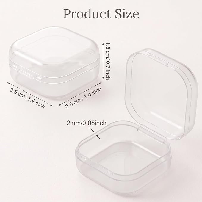 Jetec 120 Pieces Mini Plastic Clear Beads Storage Containers Box for Collecting Small Items, Beads, Jewelry, Business Cards, Game Pieces, Crafts (1.4 x 1.4 x 0.7 Inch)