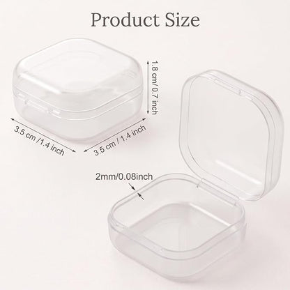 Jetec 120 Pieces Mini Plastic Clear Beads Storage Containers Box for Collecting Small Items, Beads, Jewelry, Business Cards, Game Pieces, Crafts (1.4 x 1.4 x 0.7 Inch)