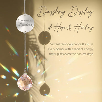 Mooncraftlogy Memorial Gifts for Loss of Loved One, Unique Sympathy Idea, Pink Crystal Ball Grief Suncatcher, Rainbow Bereavement Box for Mom Dad Husband Son Daughter