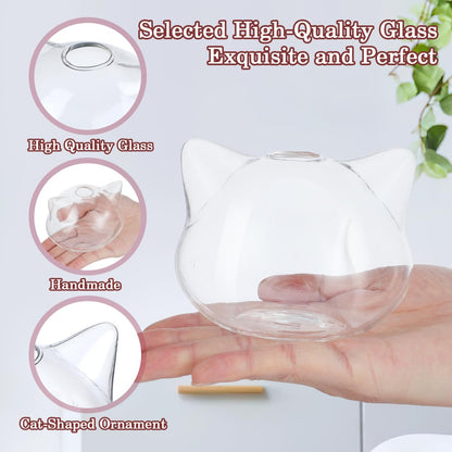 BESTOYARD 2pcs Cat Shape Glass Hydroponic Vases Decorative Floral Art Holder Small Green Plant Container for Home Office Desktop