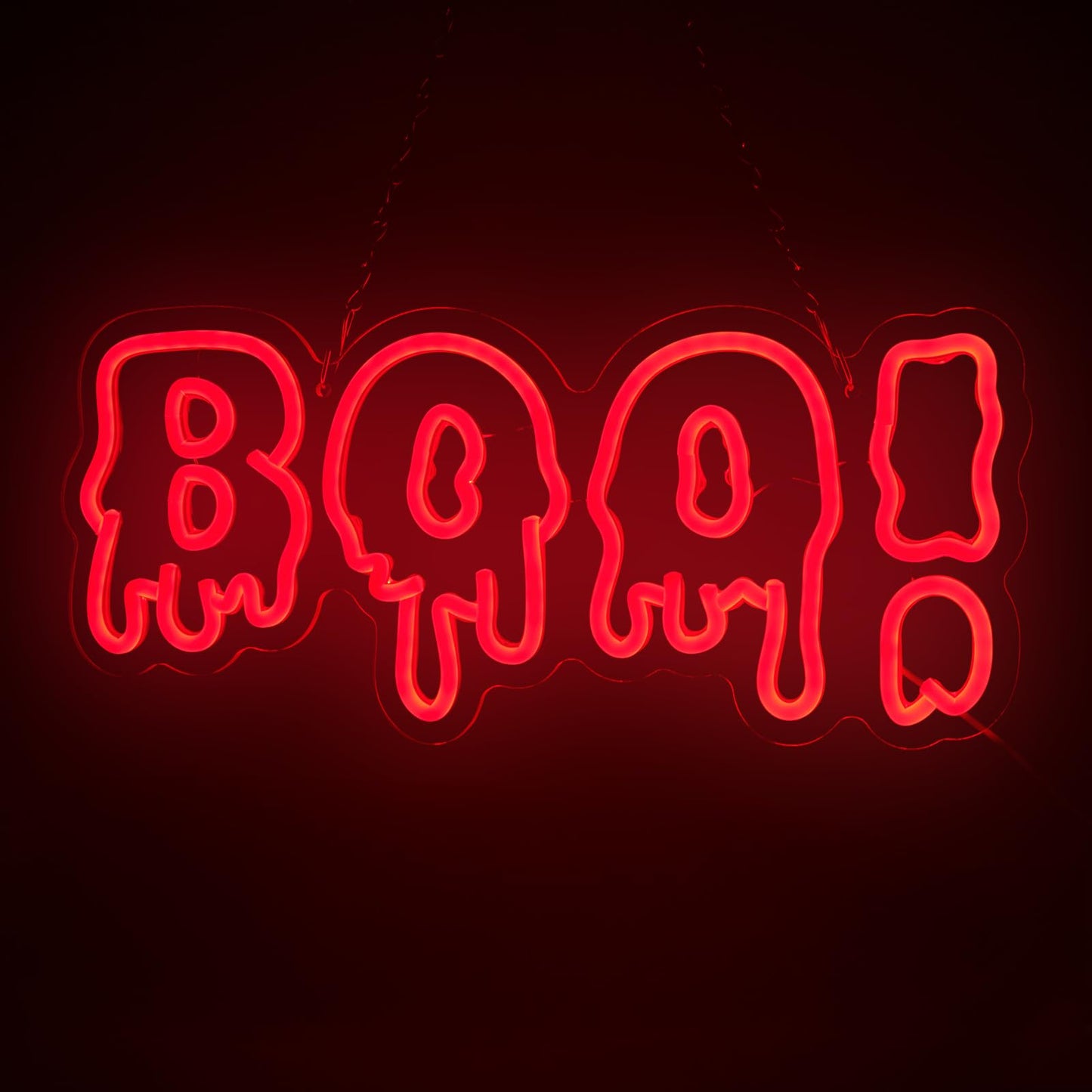 FITNATE BOO Neon Sign, Dimmable Spooky Haunted Mansion Decor LED Neon Signs, Red BOO Neon Light Up Sign for Haunted House Man Cave Bar Party Christmas Decor