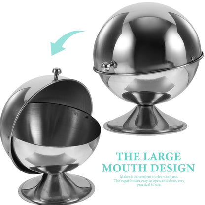 Yardwe Stainless Steel Sugar Bowl with Roll Top Lid Household Condiment Jar for Sugar Storage and Kitchen Salt Canister 6.69X5.11X5.11 Inches