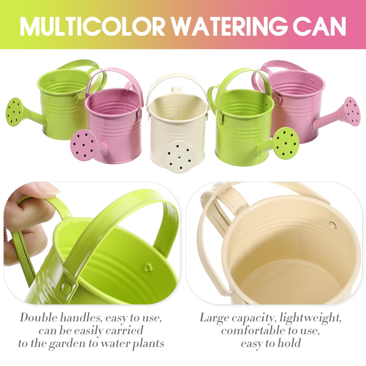 5 Pcs Kids Watering Can Bulk, Mini Metal Watering Can with Long Spout, Small Iron Watering Pots for Indoor Plants, Kids Gardening Tools (Random Color)