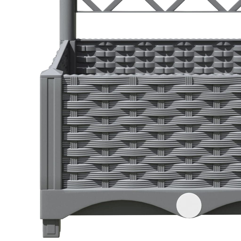 Logeirevo Plastic Garden Planter with Trellis, Outdoor Raised Garden Bed Free-Standing Trellis Planter Box for Vine Climbing Plants Flowers, Light Gray 47.2"x15.7"x47.8" PP,-1745