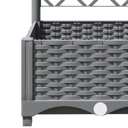 Logeirevo Plastic Garden Planter with Trellis, Outdoor Raised Garden Bed Free-Standing Trellis Planter Box for Vine Climbing Plants Flowers, Light Gray 47.2"x15.7"x47.8" PP,-1745