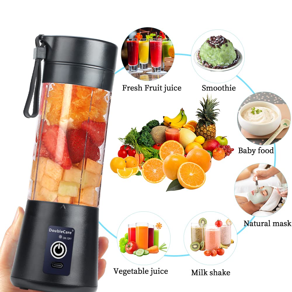 Portable Blender Cup,Electric USB Juicer Blender,Portable Juicer For Shakes and Smoothies, juice,380ml, Six Blades Great for Mixing,light purple