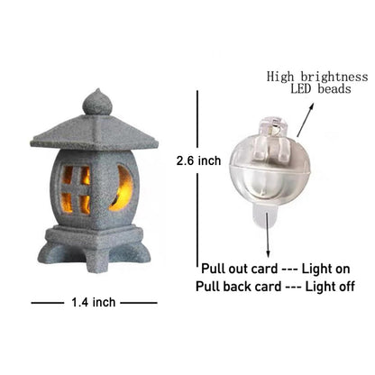 Daisylily Japanese Pagoda LED Lamp Statue Figurine, LED Lantern Pagoda Statue Figurines for Home Table Decor - Style B