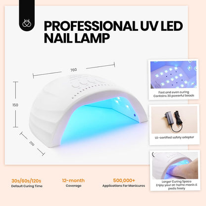 Beetles Gel Nail Polish Kit with U V Light -54 Pcs Gel Nail Kit Four Seasons Glow 32 Colors Set with Base Matte & Glossy Top Coat Soak Off Home DIY Manicure Nails Beginners Gifts for Women Teen Girls