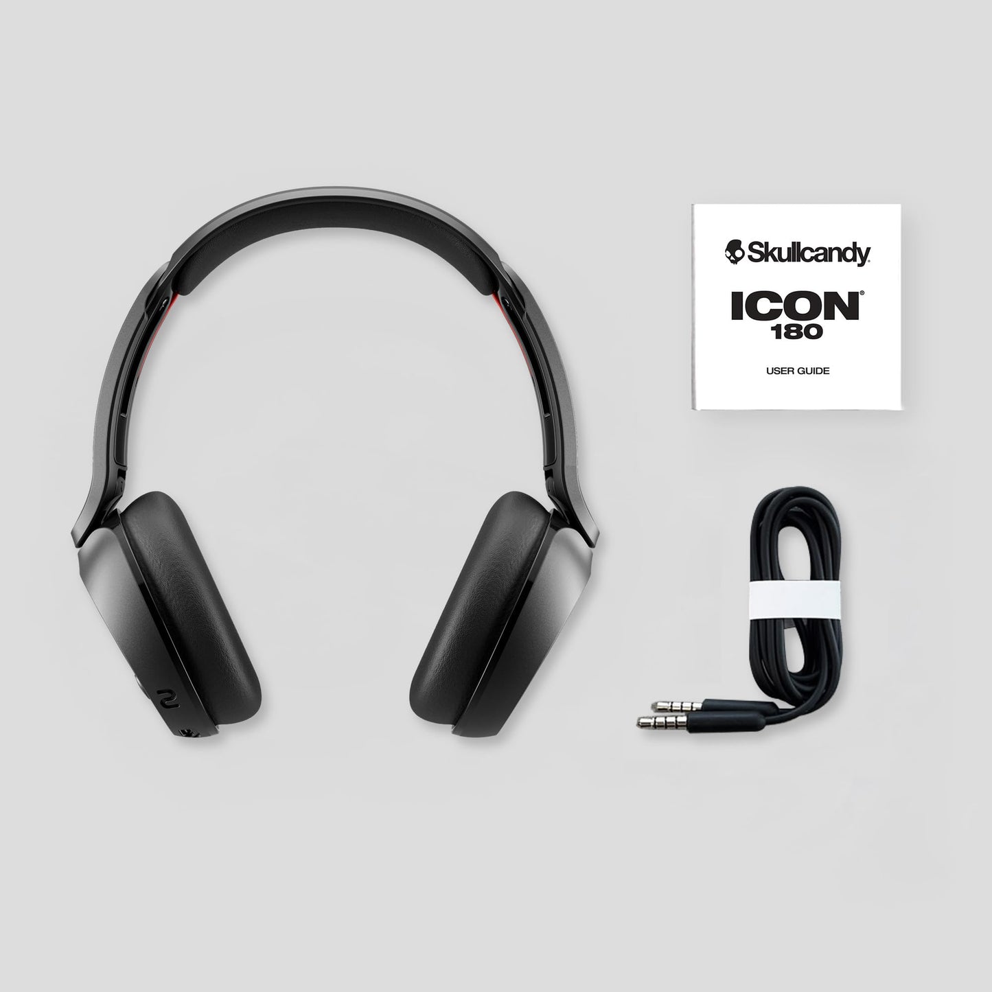 Skullcandy Icon 180 Wireless On-Ear Bluetooth Headphones, Up to 50 Hours Battery, Lightweight and Travel Ready, Secure Fit, Sweat and Water Resistant, Microphone iPhone Android - True Black