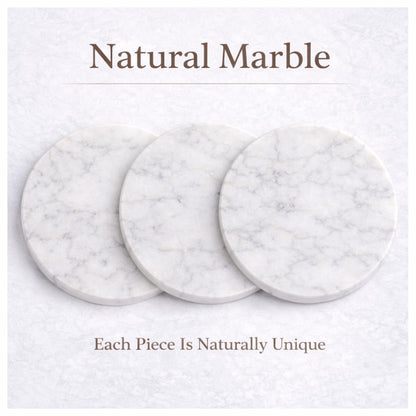 KC KULLICRAFT 11-Inch Round Marble Cheese Board – Solid White Natural Stone Cutting Board & Charcuterie Serving Tray with Non-Slip Feet, 0.5” Thick, Easy to Clean.