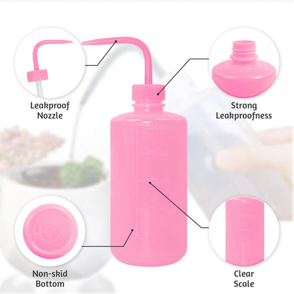 Grosun 4 Packs Tattoo Wash Bottle Water Squirt Squeeze Diffuser Bottles (Pink, 500ml)