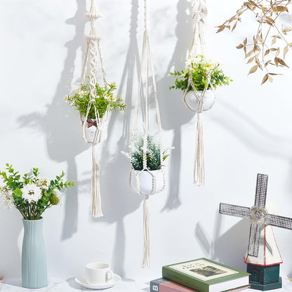 FREEBLOSS 3 Sets Macrame Plant Hanger Kit Macrame Wall Hanging Kit Macrame Plant Hangers Indoor Hanging Planter Basket Macrame Kit for Beginners with Video Tutorial