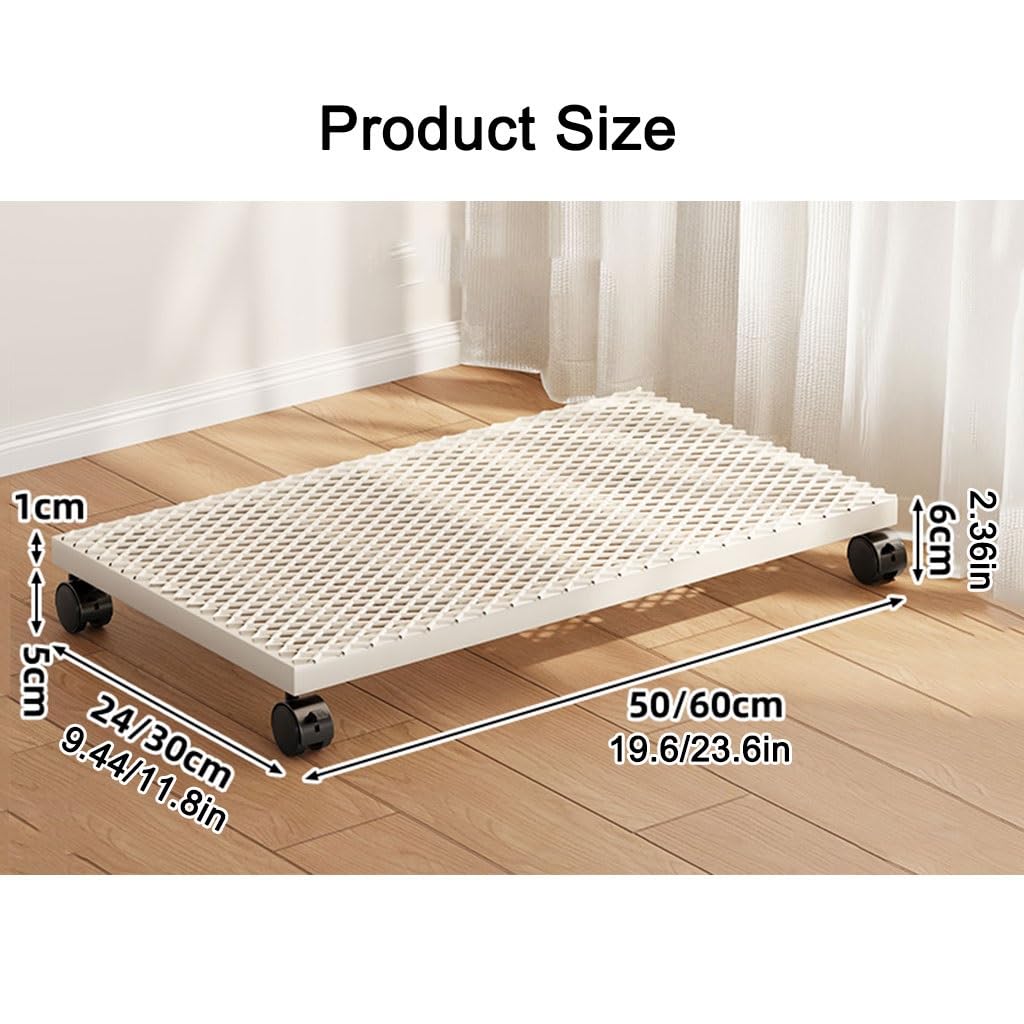 YCKEGEW Rectangle Metal Plant Pot Stand Feet,Flower Dolly Movable Wheels Rolling Stand Trolley Planter Caddy with Lockable Caster,for Large Plant Mobile(Black,A-50x24cm)