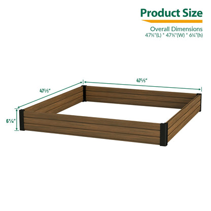 treslam Elevated Wooden Raised Garden Planter Outdoor Flower & Vegetable Box for Patio, Backyard, or Garden - Durable, Weather-Resistant Design - 47.2" x 47.2" x 6.3" (Brown)