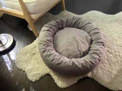 Organic Cotton Canvas Dog Bed: Removable Cover, Natural Fill - Made in USA (Blue Gray, Small 24" x 7" inches)