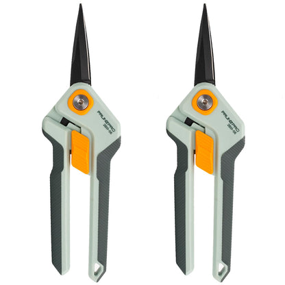 PrunePro Garden Scissors Pruning Shears Sharp Stainless Steel Non-Stick Teflon Coating Blade for Precise Cuts Garden Snip Bonsai Clippers for Plants Rose Flower 2 Pack