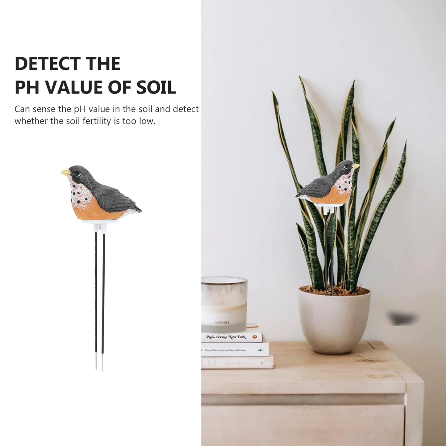 Yardwe Soil Moisture Meter, Bird Plant Water Tester with Chirping Alarm, Resin Soil Moisture Sensor for Indoor Potted Plants, Gardening Watering Indicator