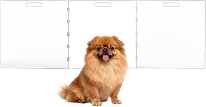 Clear Acrylic Dog Gate, Freestanding Pet Gate for Doorways Indoor, Foldable Acrylic Dog Playpen No Drilling (Clear, 3-Panel)