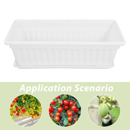POPETPOP Window Box Planter: 2pcs Plastic Rectangular Planter Window Flower Pot Plant Pots Vegetable Planters Long Pots for Windowsill Patio Garden, 43x19cm, White