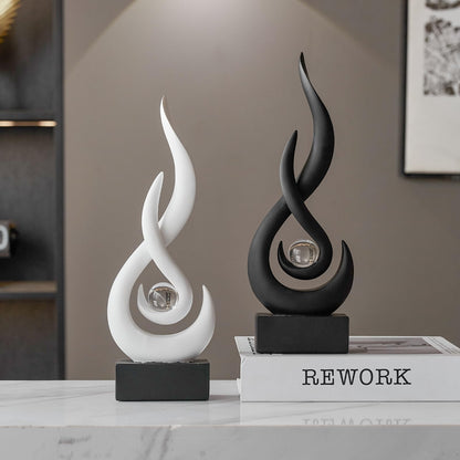 XYQXYQ Modern Abstract Art Table Decoration,Resin Flame Statue Modern Centerpiece Ornaments for Living Room Great Gift Idea Home Decor,Collectibles (Black)