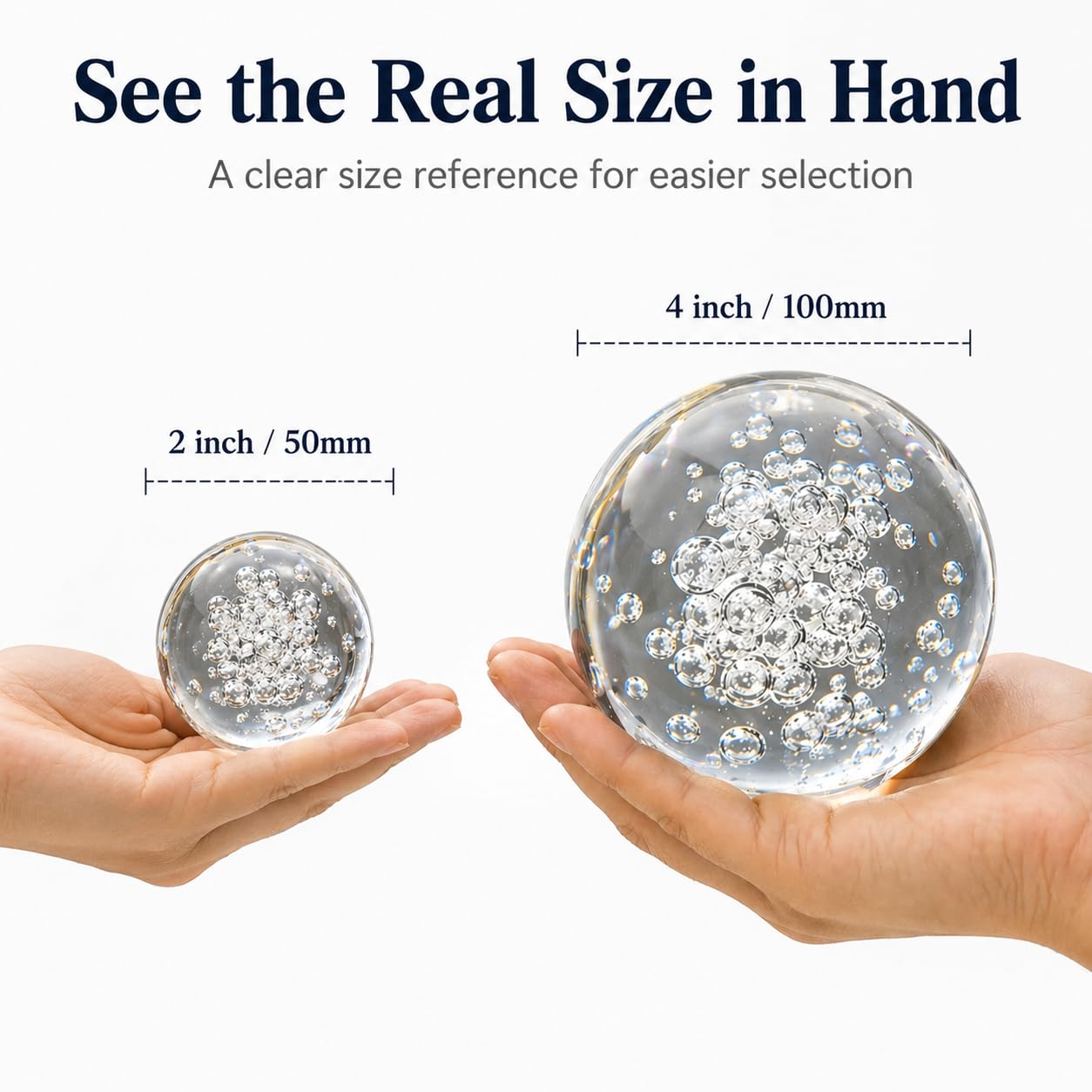 Crystal Ball Glass Globe Decor - Crystal Sphere with Stand & Gift Box, Clear Decorative Crystal Globe, 3D Crystal Ball for Home Decor Photography, Gazing Divination Fengshui Meditation, 4 inch/100mm