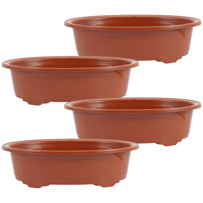 GANAZONO Planters Bonsai Training Pot Plastic Plants Growing Planter 4pcs Oval Oval Bonsai Pot Flowerpot Bowl Plants Growing Pots Brown Plant Pots