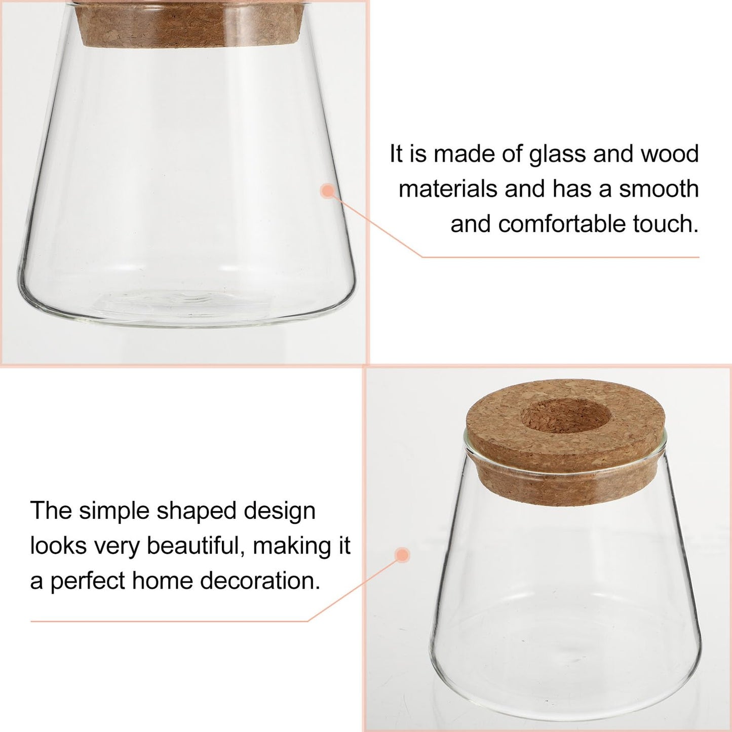 BESPORTBLE Glass Hydroponic Planter Vase 2pcs, 6.5cm Mouth Diameter Glass Plant Pots for Indoor Garden Decoration and Desktop Plant Propagation, Home Office Terrarium Environment