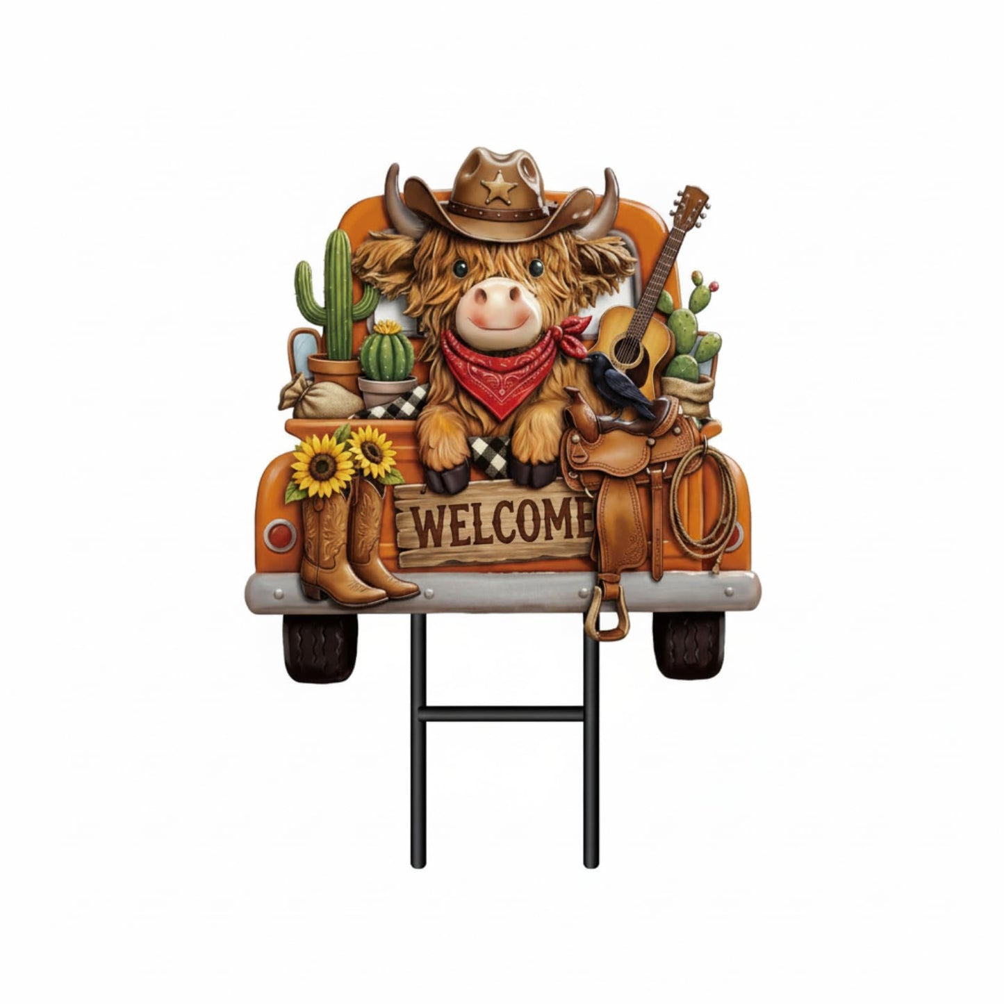 Amyhill Fall Highland Cow Outdoor Decor Autumn Harvest Highland Cow Metal Garden Stakes Fall Pumpkin Welcome Sunflower Outdoor Yard Signs for Home Lawn Porch Backyard Thanksgiving Decor
