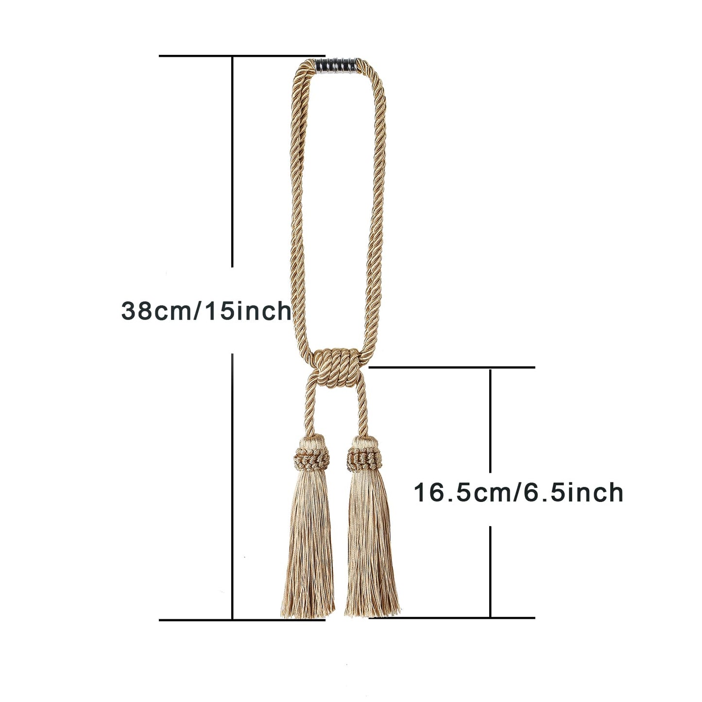 Fenghuangwu Magnetic Curtain Tiebacks 4Pack Tassel Curtain Tieback Modern Handmade Tie Backs,Decorative Tassel Holdback for Draperies,Window Decor(Beige)