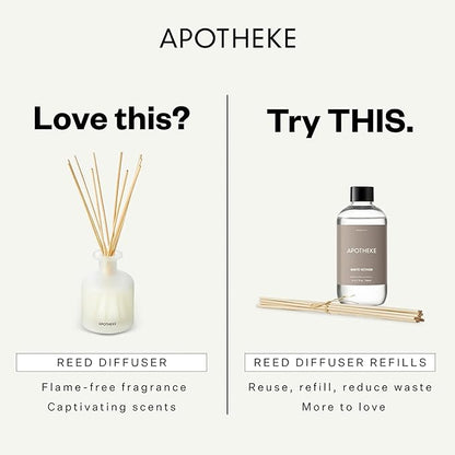 Apotheke Luxury Scented Reed Diffuser for Home, Hinoki Lavender - 6.7 Fl Oz Essential Oil Aromatherapy - 10 Rattan Scent Sticks Room Diffuser - Long-Lasting Fragrance for Bedroom, Home, Bathroom