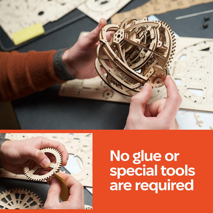 UGEARS Astronomer Table Clock with Tourbillon - 3D Wooden Puzzles for Adults Model Kit - Mechanical Clock Kit Functional DIY Wood Model Kits for Adults, 3D Puzzle for Puzzle Lovers