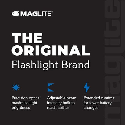 MagLite Battery-Powered LED Flashlight – ML300L 3-Cell D Flashlight with Adjustable Focus, Precise Beam, Long Battery Life, Water-Resistant for Emergency, Outdoor, and Camping