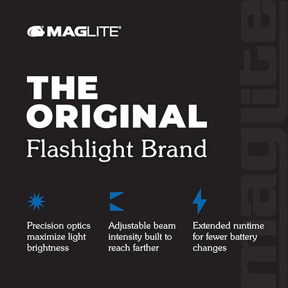 Maglite ML300L LED 3-Cell D Flashlight, Adjustable Focus, Long Battery Life, Water-Resistant, Tactical and Emergency Use – Gray