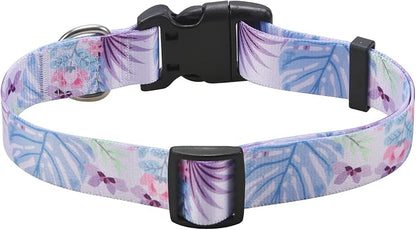 Mihqy Dog Collar with Bohemia Floral Tribal Geometric Patterns - Soft Ethnic Style Collar Adjustable for Small Medium Large Dogs (Purple Flower,XS)