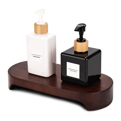 CAMLOT Acacia Wood Risers for Decor Display, Bathroom Counter Decorative Tray, Soap Dish Risers, Pedestal Stand for Bottles,Candle,Plant, Counter Decor for Vanity. (Brown Acacia)
