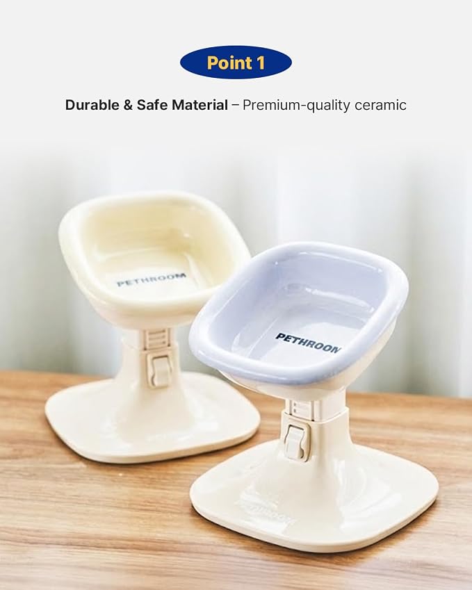 PETHROOM Well Fit Dog Bowl – Durable Ceramic Cat & Dog Food and Water Bowl, Stable & Non-Slip Silicone Base, Easy to Clean, 6.2 × 6.2 × 2.0 in, White