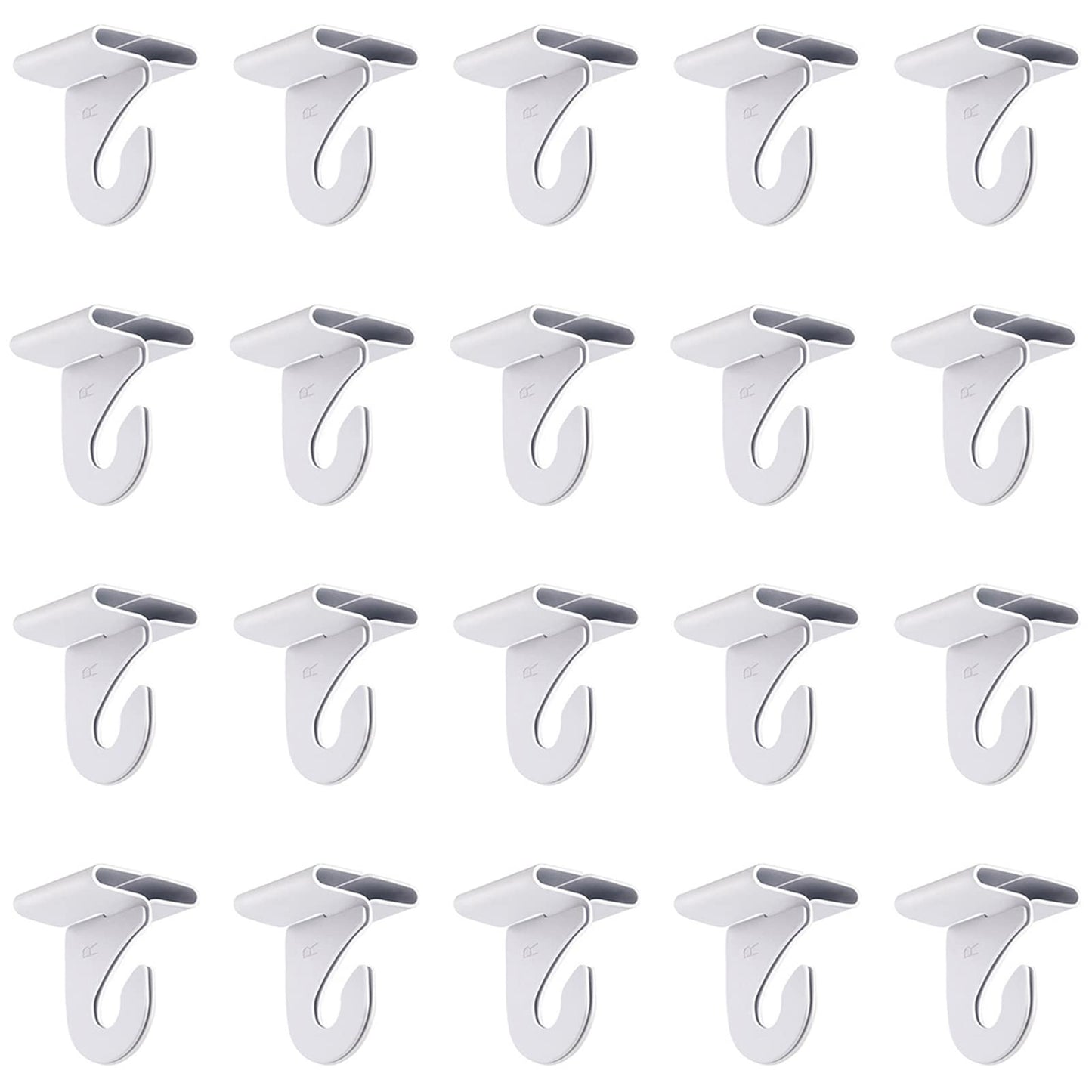 Gansita 20 Pair Drop Hooks for Hanging, White Heavy Duty Metal T-Bar Hooks, Suspended Ceiling Tile Hook Clips for Home, Classroom, Office & Decorations