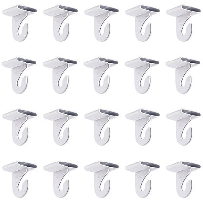 Gansita 20 Pair Drop Hooks for Hanging, White Heavy Duty Metal T-Bar Hooks, Suspended Ceiling Tile Hook Clips for Home, Classroom, Office & Decorations