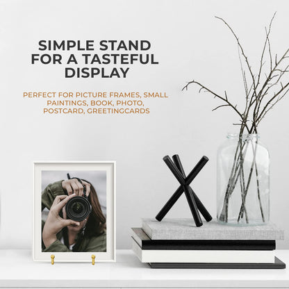 TR-LIFE Plate Display Stand - 3 Inch Holder + Metal Frame for Picture, Decorative Plate, Photo Easel, Tabletop Art (Gold 2 Pack)