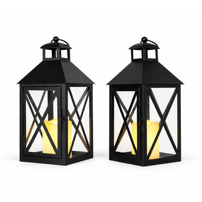 Bdor 2 Pack Fall Lantern Decor with LED Candle – 12 Inch Harvest Pumpkin Maple Leaf Hanging Lantern for Autumn Thanksgiving Table Centerpiece Indoor Outdoor Decoration, Battery Operated
