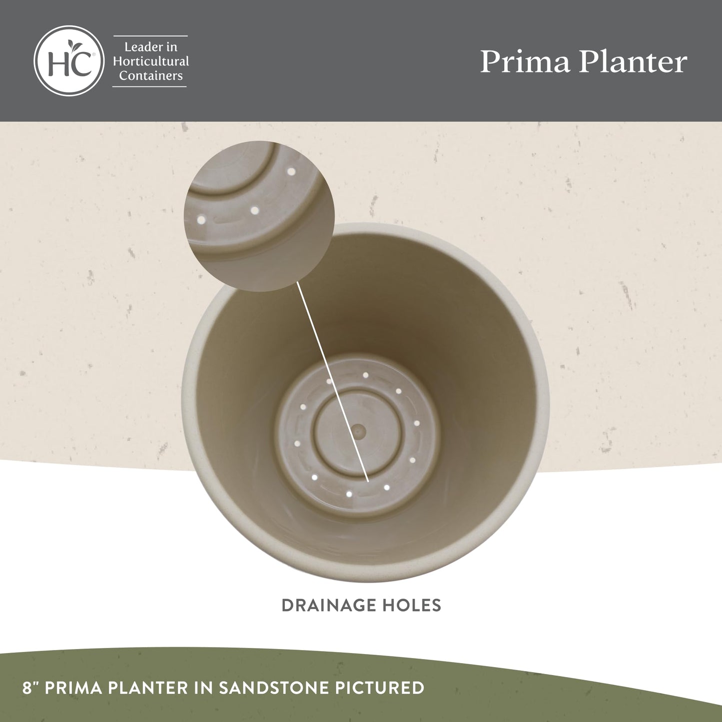 The HC Companies 20 Inch Prima Round Planter Pots with Drainage Holes and Rolled Rim, Lightweight UV-Resistant Plastic Indoor & Outdoor Planters, 2-Pack Flower Pots for Garden & Home Decor, Sandstone