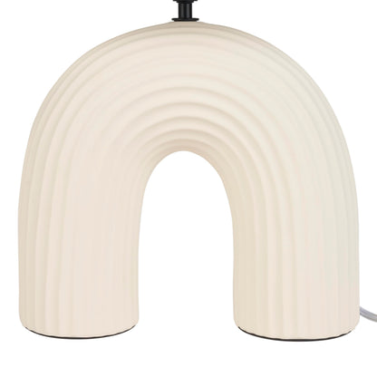Nourison Home 21" Off White Textured Arch Table Lamp for Bedroom, Living Room, Console, Entryway
