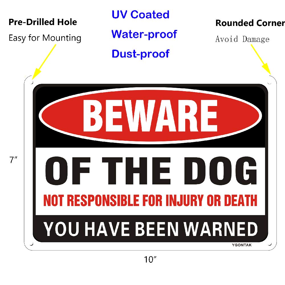 4Pcs Beware of Dog Sign 10 X 7 Inch Aluminum Alloy UV Print Reflective Beware of Dog Signs for Indoor Outdoor