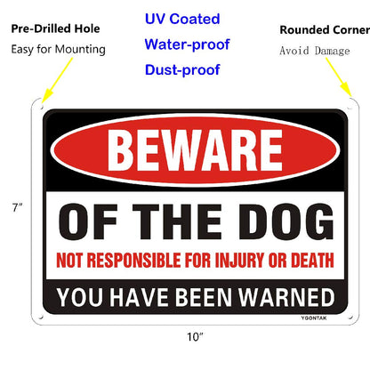 4Pcs Beware of Dog Sign 10 X 7 Inch Aluminum Alloy UV Print Reflective Beware of Dog Signs for Indoor Outdoor