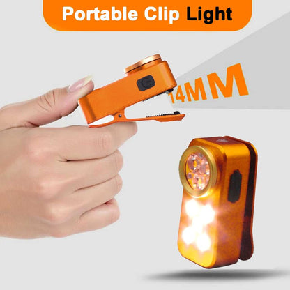 FOSFIS Rechargeable EDC Flashlight, 500 Lumens Portable Clip On Light, Pocket Flashlights Rechargeable, IP68 Waterproof Mini EDC Light for Signaling, Camping, Emergency (Orange)